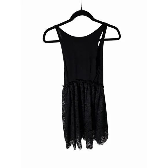 Lauren Moshi Tank Top w/lace sides and back black size XS NEW - Picture 2 of 5